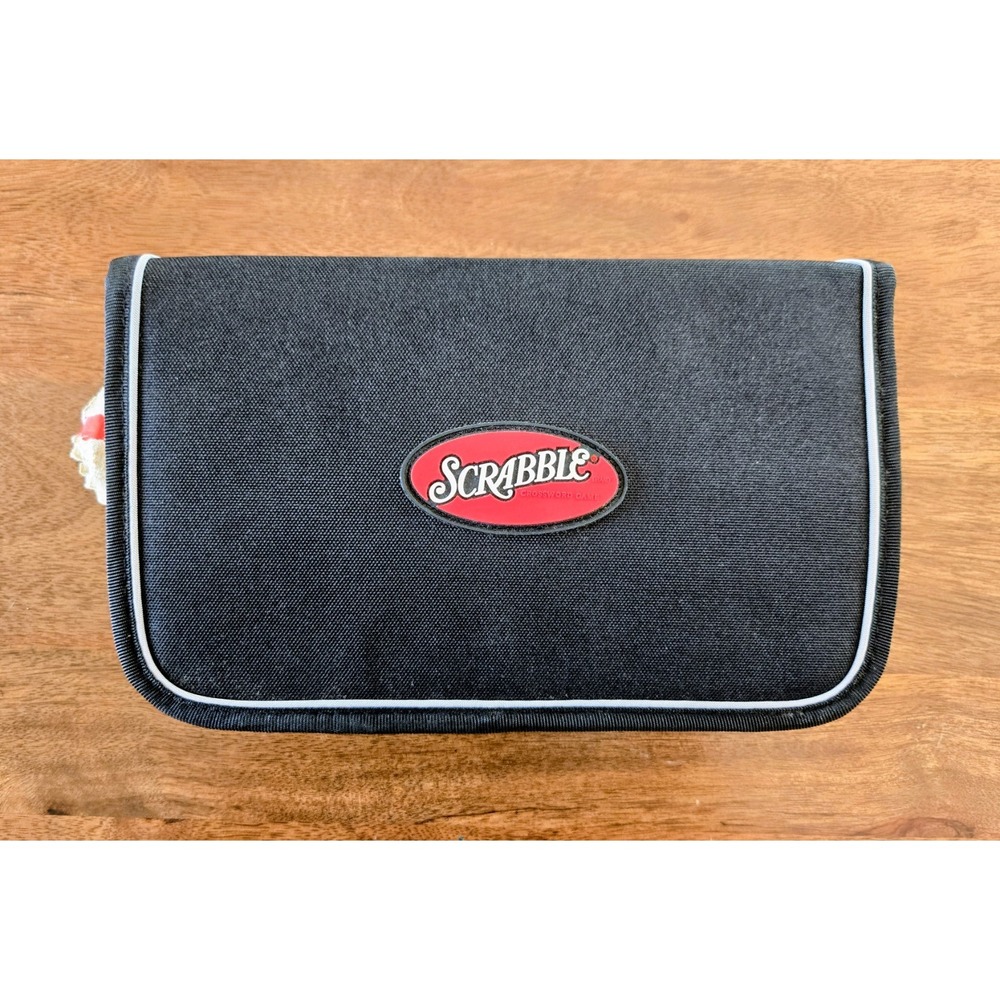 Hasbro Vintage 2001 Scrabble Travel Edition Soft Zipper Case Black/Red